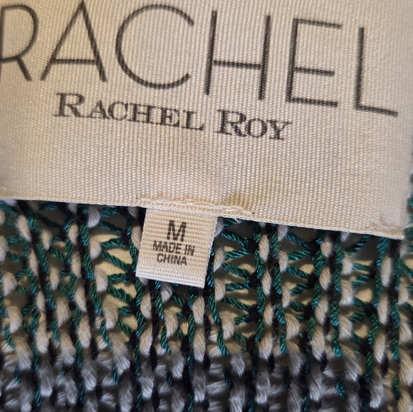 Rachel Roy Open Front Knit Cardigan Short Sleeve Striped Boho Size M - Picture 4 of 10